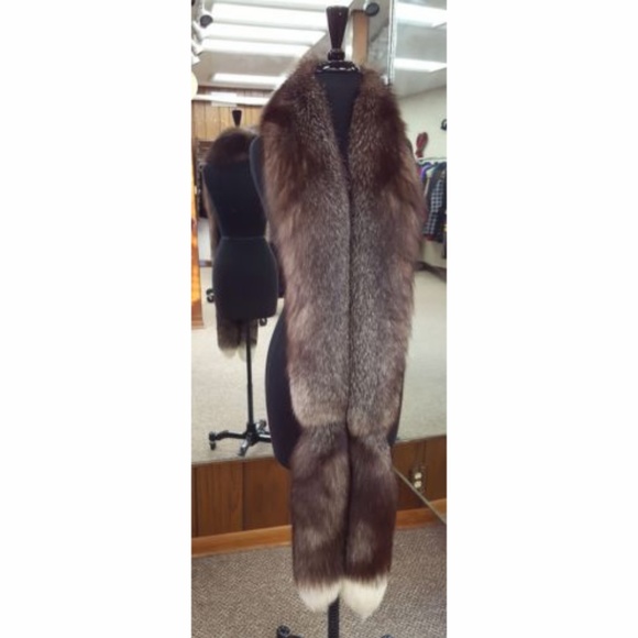 A.J. Ugent Furs Accessories - SOLD Indigo Silver Fox Fur Fling with Fox Tails